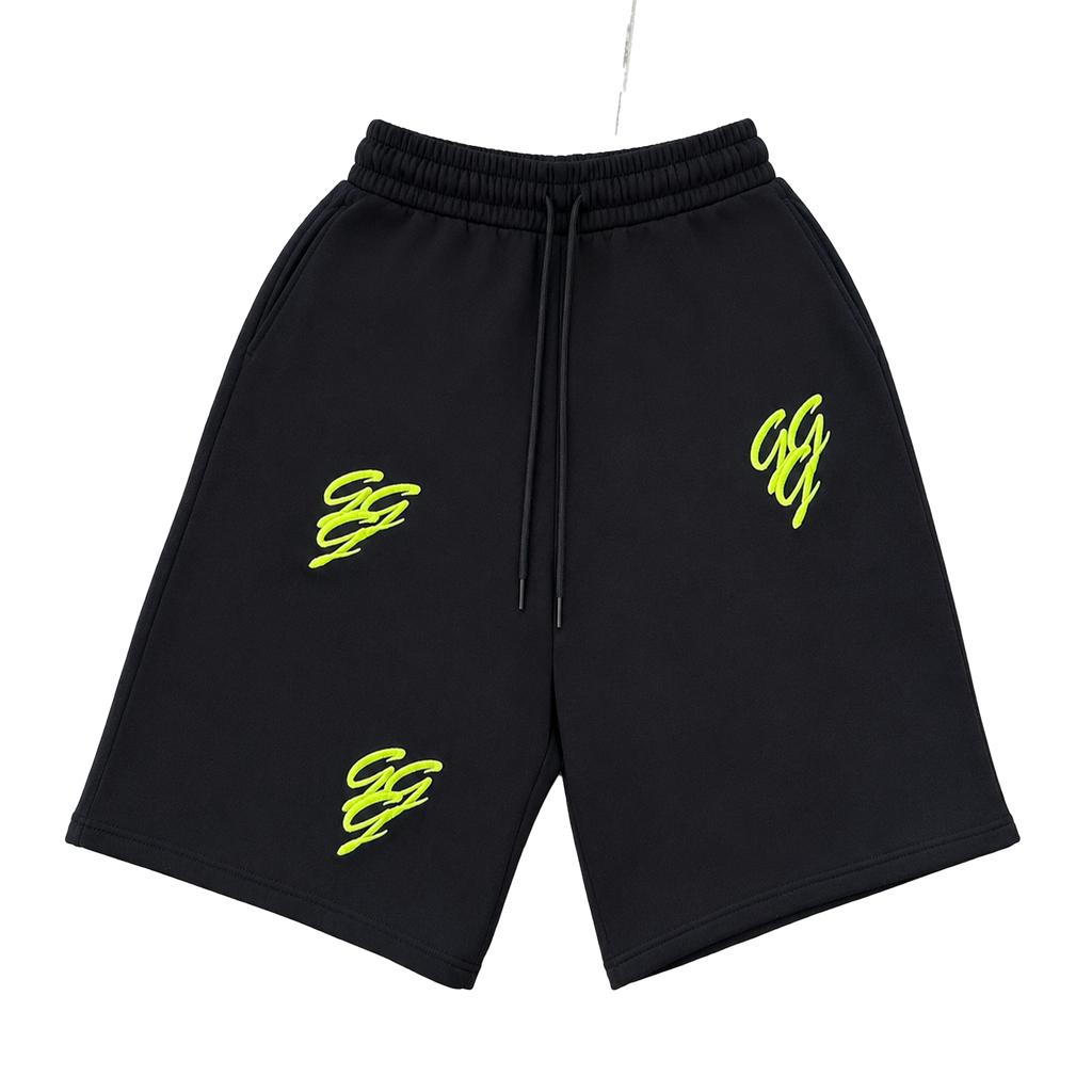 Black and Neon Triple G Shorts