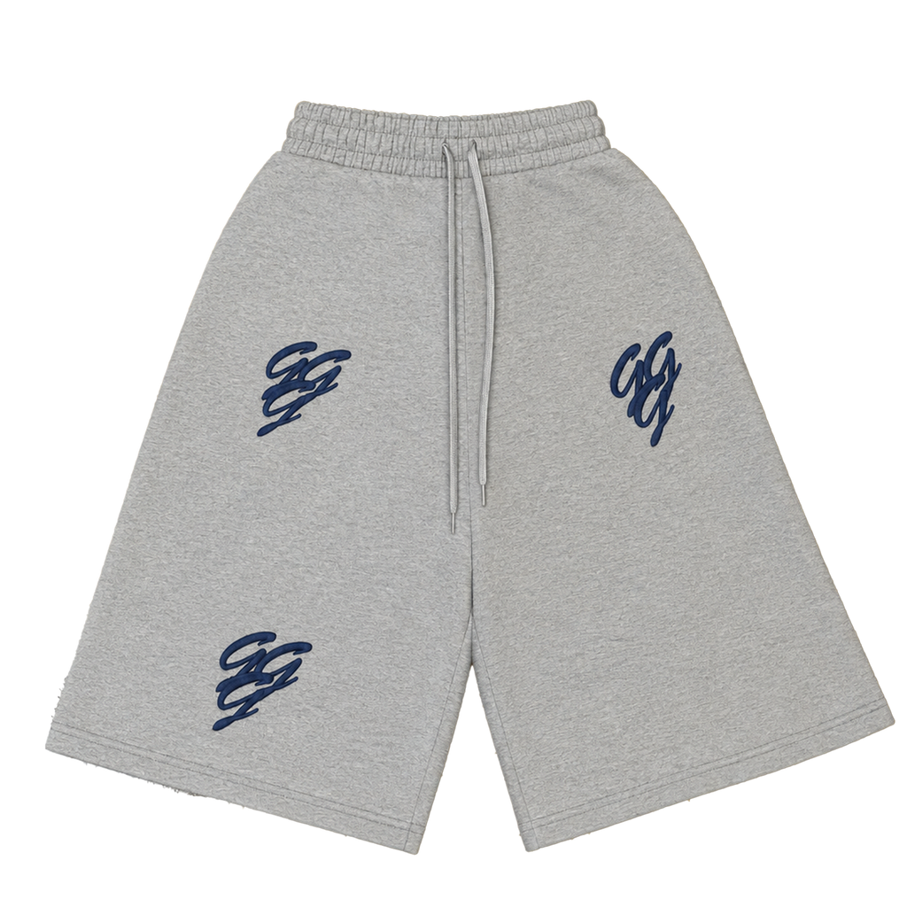 Grey and Navy Blue Triple G Shorts