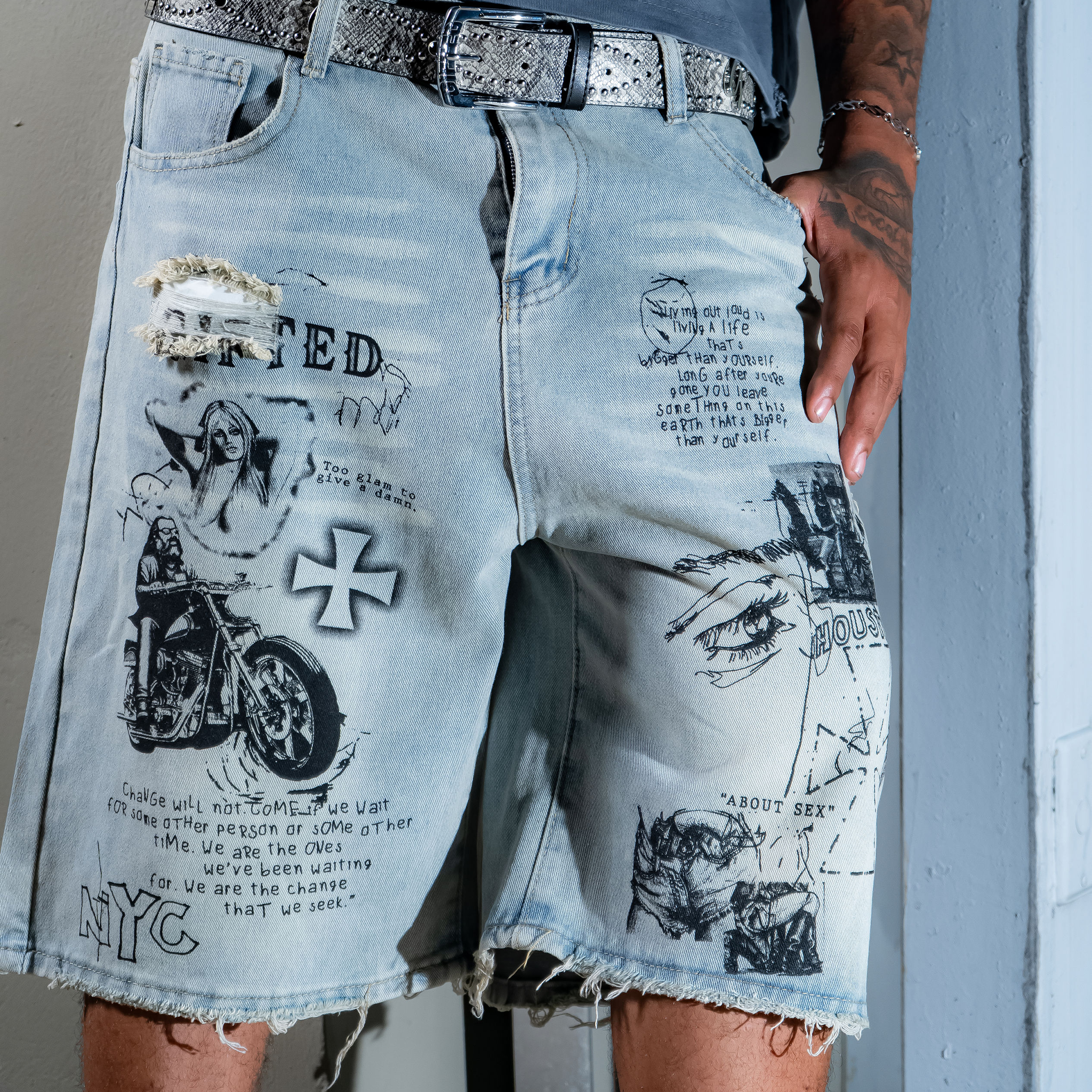 REBEL DENIM SHORTS